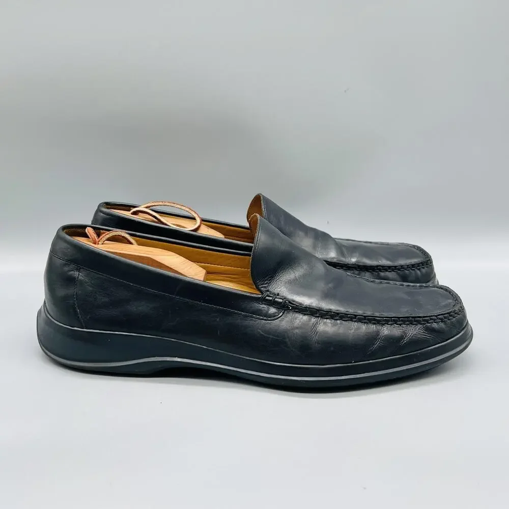 Cole Haan Shoes Men 11 Black Leather Vtg Air Moc Slip On Loafers 90s Y2k